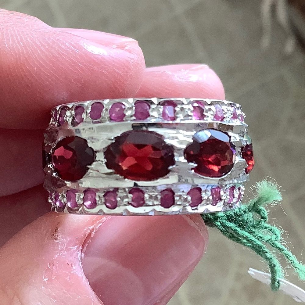 NWOT sterling SILVER 925 GARNET/RUBY RING - Picture 3 of 7